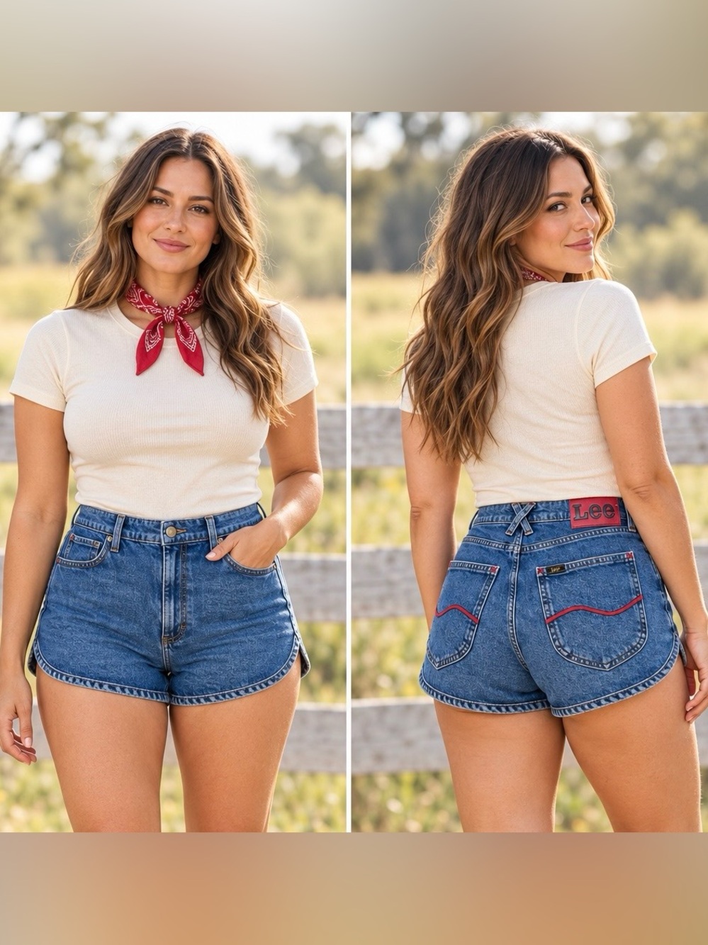 Kacey Musgraves x Lee Denim Shorts Sz 12 High-rise Red LEE Retro Rockabilly